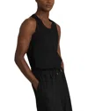 Reiss Black Textured Crew Neck Ribbed Vest