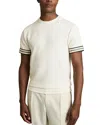 Reiss White Tape-cuff Textured T-shirt In White