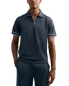 Reiss Textured Zip Polo Shirt In Blue