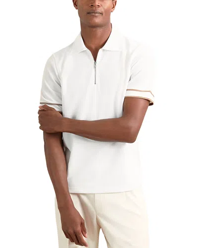 Reiss Textured Zip Polo Shirt In White