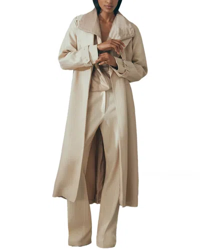 Reiss Teya Linen-blend Smart Trench Coat In Brown