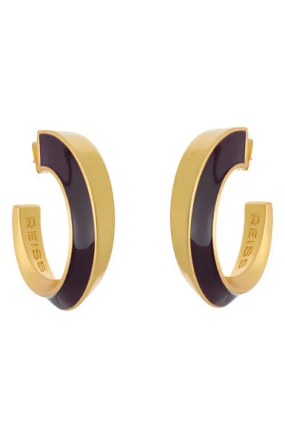 Reiss Thalia Twist Enamel Hoop Earrings In Gold