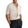 Reiss Thames Pointelle Knit Short Sleeve Button-up Shirt In White