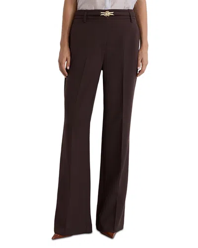 Reiss The Leona Belted Flare Pants In Brown