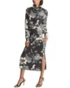 Reiss Theresa Floral Print Long Sleeve Midi Dress In Blue