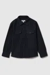 Reiss Thomas - Navy Brushed Cotton Patch Pocket Overshirt, Uk 13-14 Yrs