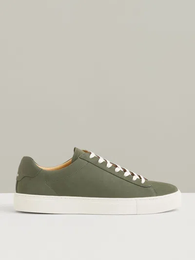 Reiss Thyme Green Finley Nubuck Nubuck Leather Low-top Trainers