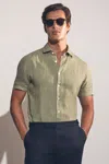Reiss Thyme Green Linen Short-sleeve Shirt