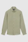 Reiss Thyme Green Linen Button-through Shirt