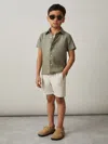 Reiss Thyme Green Short-sleeve Shirt In Gray