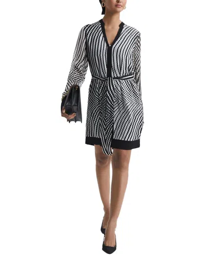 Reiss Black/white Tia Check Belted Mini Dress