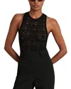 Reiss Womens Black Francesca Ladder-knit Slim-fit Woven Bodysuit In Black