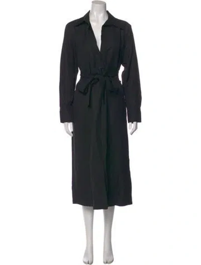 Pre-owned Reiss Tie Neck Long Dress In Black