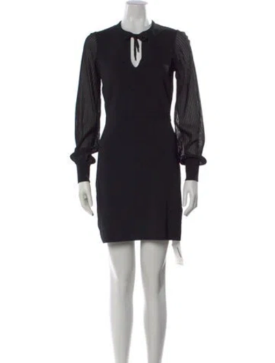 Pre-owned Reiss Tie Neck Mini Dress In Black