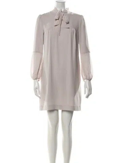 Pre-owned Reiss Tie Neck Mini Dress In Grey/purple