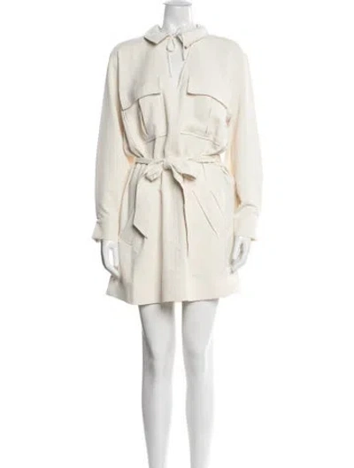 Pre-owned Reiss Tie Neck Mini Dress W/ Tags In Neutral