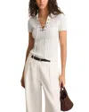Reiss Womens Ivory Poppy Lace-up Knitted Top In White