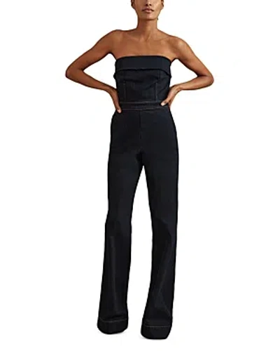 Reiss Tiggie Denim Jumpsuit In Black