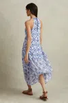 Reiss Tiller - Blue Petite Side Pleat Asymmetric Midi Dress, Us 8