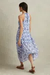 Reiss Blue Petite Side Pleat Asymmetric Midi Dress