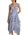 Reiss Blue Side Pleat Asymmetric Midi Dress In Blue