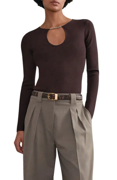 Reiss Tilly Chain Accent Cutout Top In Brown