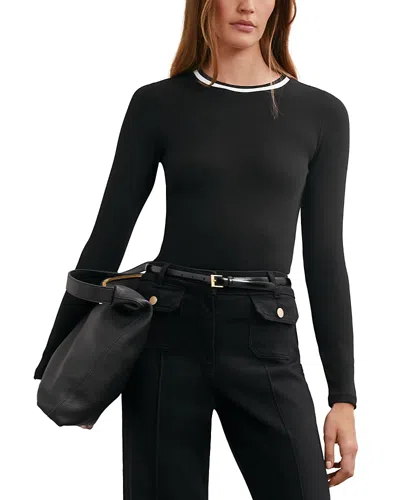 Reiss Tilly Long Sleeve Ribbed Tee In Black