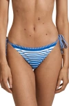 Reiss Blue Stripe Striped Side Tie Bikini Bottoms In Blue Stripe