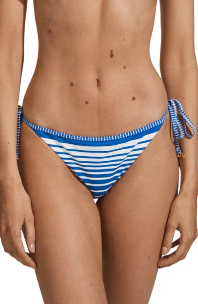 Reiss Tilly - Blue Stripe Striped Side Tie Bikini Bottoms, Us 2