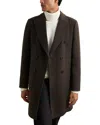 Reiss Timpano Wool Blend Regular Fit Double Breasted Overcoat In Brown