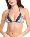 Reiss Tina Floral Print Triangle Bikini Top In Blue