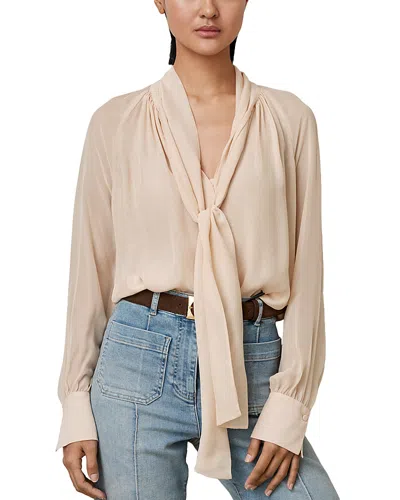 Reiss Tina Tie Neck Blouse In Neutral