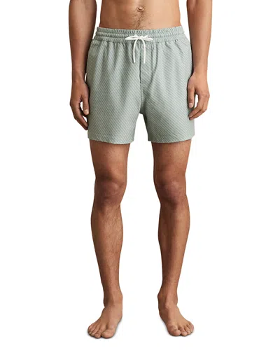 Reiss Tito Drawstring Geometric Printed Swim Trunks In Pistachio