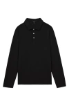 Reiss Mens Black Tivolli Long-sleeve Stretch-jersey Polo Shirt Xs
