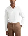 Reiss Tivolli Long Sleeved Textured Polo In White