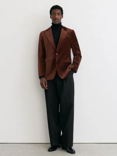 Reiss Tobacco Brown Apsara Classic Fit Velvet Single-breasted Blazer