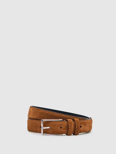 Reiss Tobacco Brown Dante Suede Suede Belt