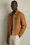 Reiss Tumble Wool Press Stud Knit Shirt In Tobacco Brown