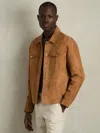 Reiss Tobacco Brown Suede Press-stud Jacket
