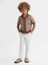 Reiss Tobacco Frenchie 9-13 Yrs Knitted Cuban Collar Shirt