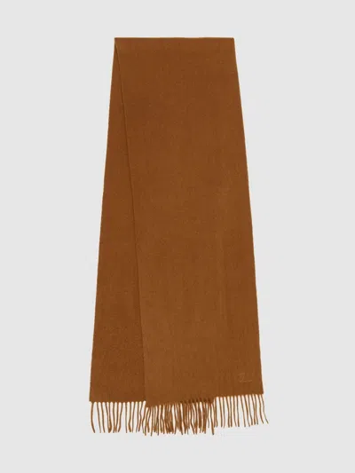 Reiss Tobacco Picton Wool And Cashmere Scarf In Brown