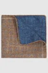 Reiss Mens Lerici Geometric-pattern Silk Pocket Square Tobacco/blu In Tobacco/blue