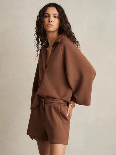 Reiss Toffee Brown Modal-blend Interlock Jersey Shorts
