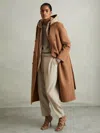 Reiss Toffee Petite Wool-blend Double-breasted Blindseam Coat In Brown
