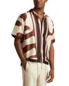 Reiss Rust/navy Tom Relaxed Printed Cuban Collar Shirt In Rush/navy