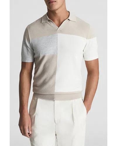 Reiss Tondo Wool-blend Polo Shirt In Neutral