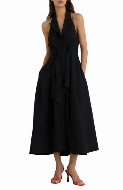 Reiss Tor Tie Waist Maxi Dress In Black