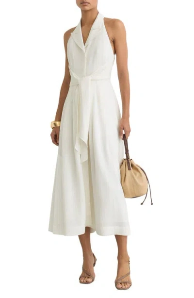 Reiss Tor Tie Waist Sleeveless Maxi Dress In White