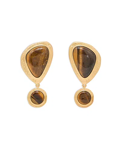 Reiss Tori Tumbled Stone Drop Earrings In Gold