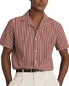 Reiss Tower Short Sleeve Printed Camp Shirt In Rust Red/white